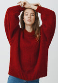 Oversized Chunky Knit Sweater in Crimson