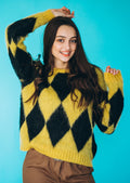 Luxe Diamond Cable-Knit Turtleneck in Azure